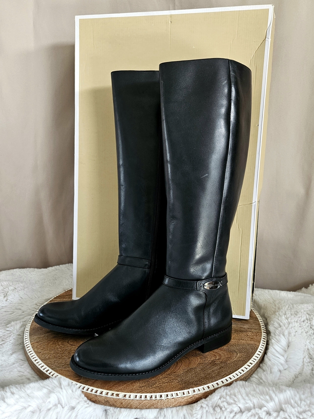 Michael KORS Black Leather Knee-High Riding Boots